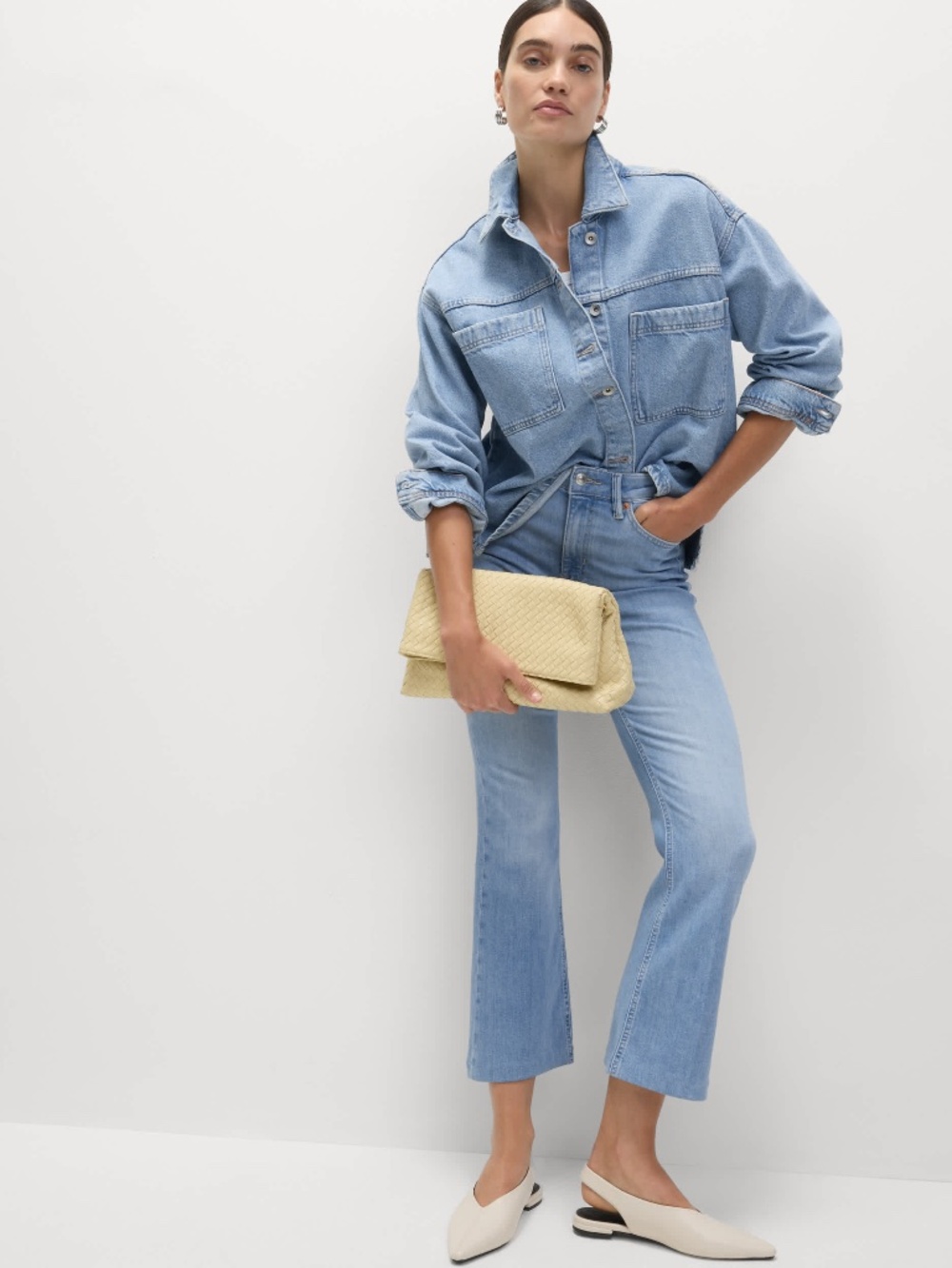 Jcrew 9" demi-boot crop kick flair jean in Catina wash sz 26